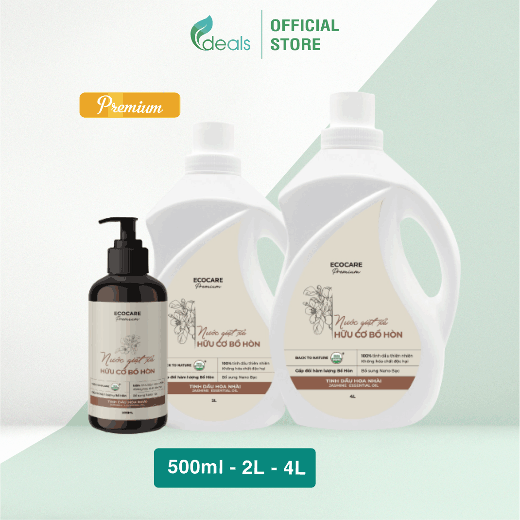 [Premium] Nước giặt xả hữu cơ cao cấp Bồ Hòn tinh dầu Hoa nhài ECOCARE