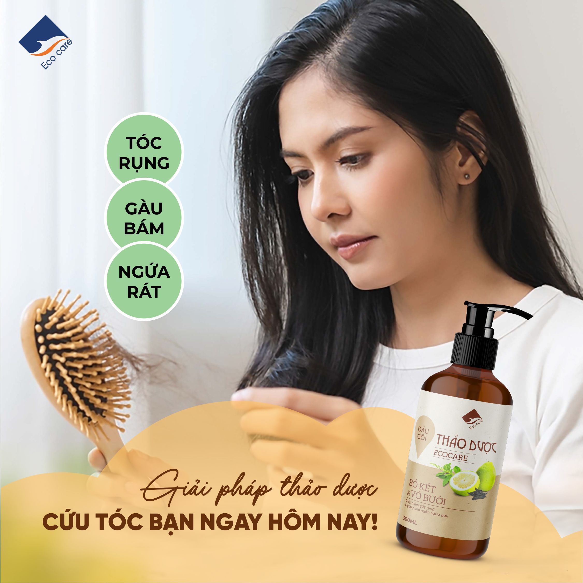 Dầu gội xả Bồ kết Bưởi non Thảo mộc TrueOrganic Ecocare- Kích mọc tóc Chăm sóc chuyên sâu
