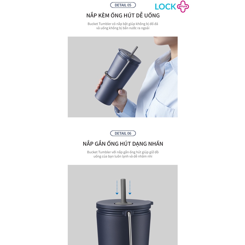 Bình giữ nhiệt có ống hút Lock&Lock Bucket Tumbler with Straw LHC4268 (540ml)
