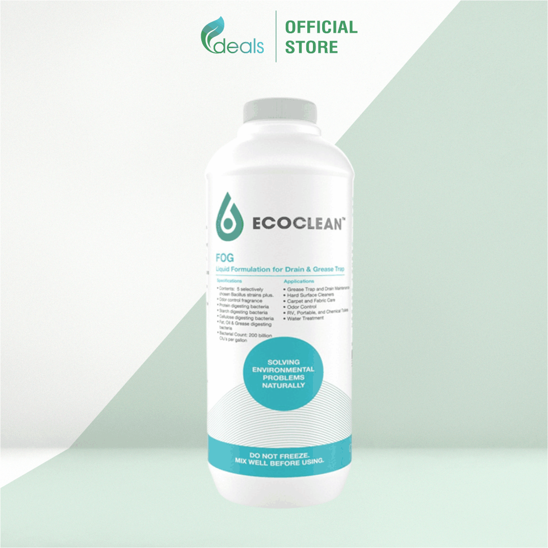 EcoClean FOG (KPT CHEM) - Vi Sinh Ăn Dầu Mỡ, Xử Lý Tắc Nghẽn, Khử mùi Bồn rửa - Chai 1 lít