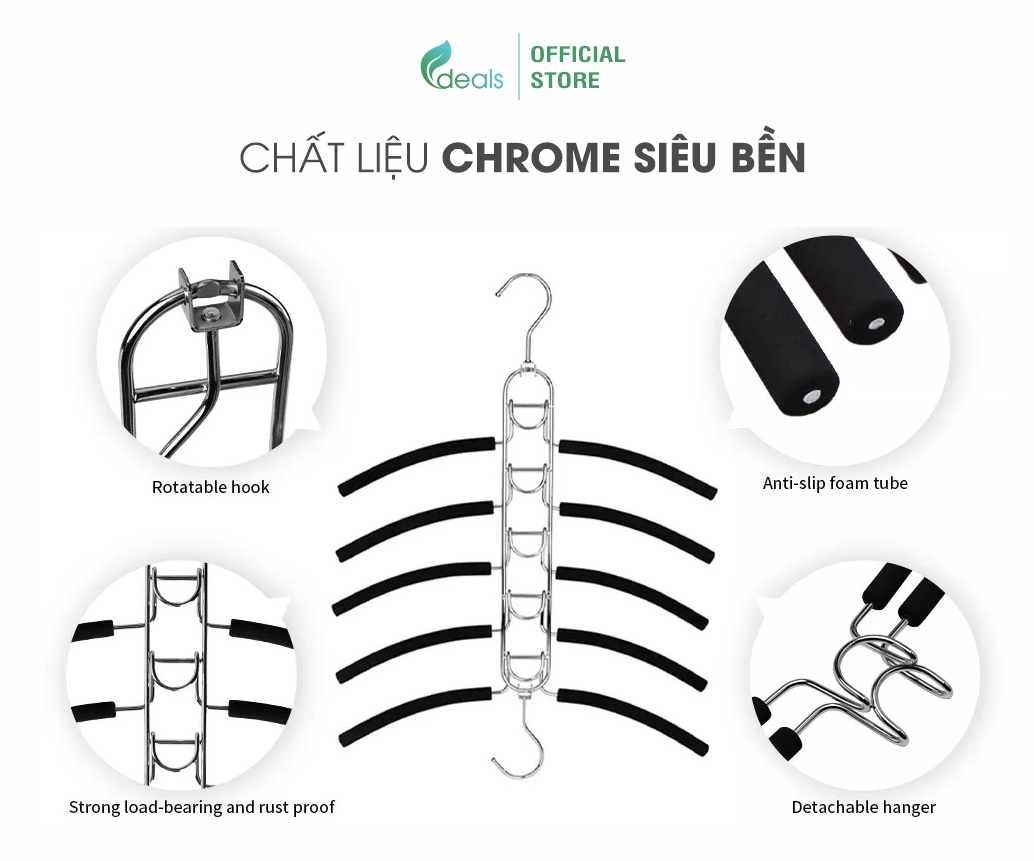 Móc Áo Chrome Thông Minh 5 trong 1 ECODEALS