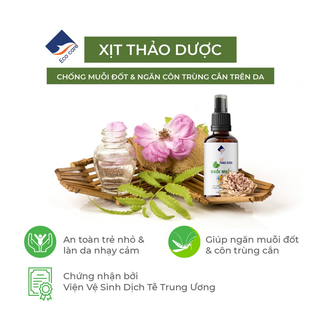 Xịt Thảo Mộc Chống Muỗi Đốt Ecocare (Xịt Body), Ngăn Côn Trùng Cắn 50ml