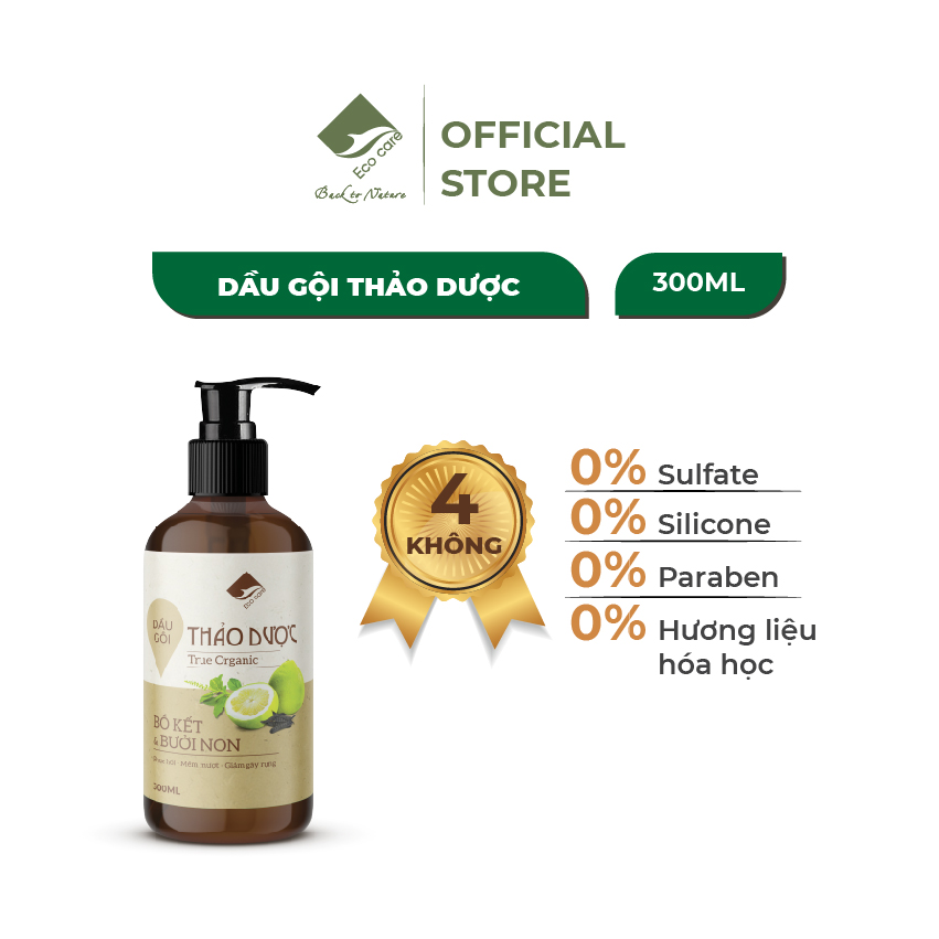 Dầu gội xả Bồ kết Bưởi non Thảo mộc TrueOrganic Ecocare- Kích mọc tóc Chăm sóc chuyên sâu