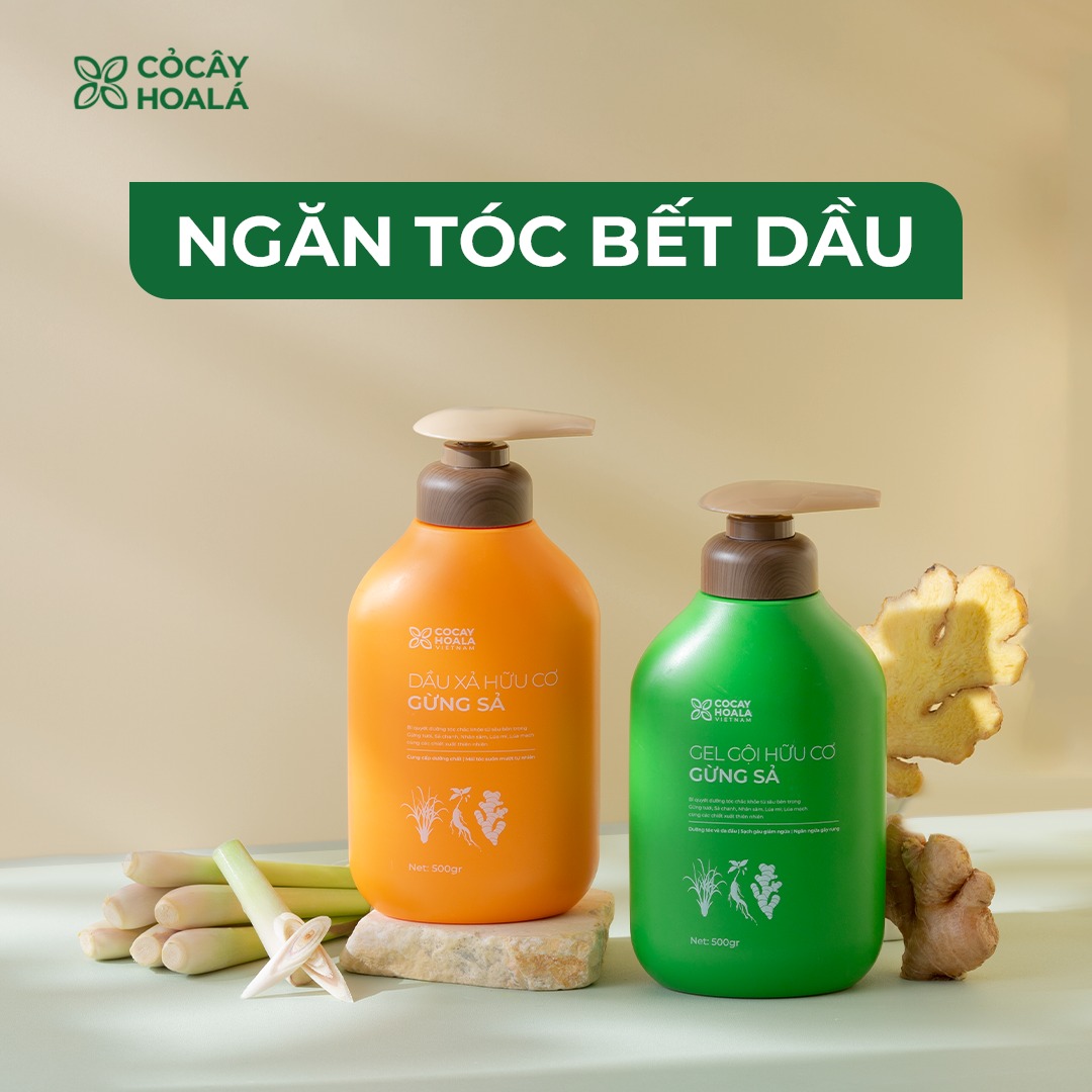 Gel gội hữu cơ Gừng Sả 500g Cỏ Cây Hoa Lá