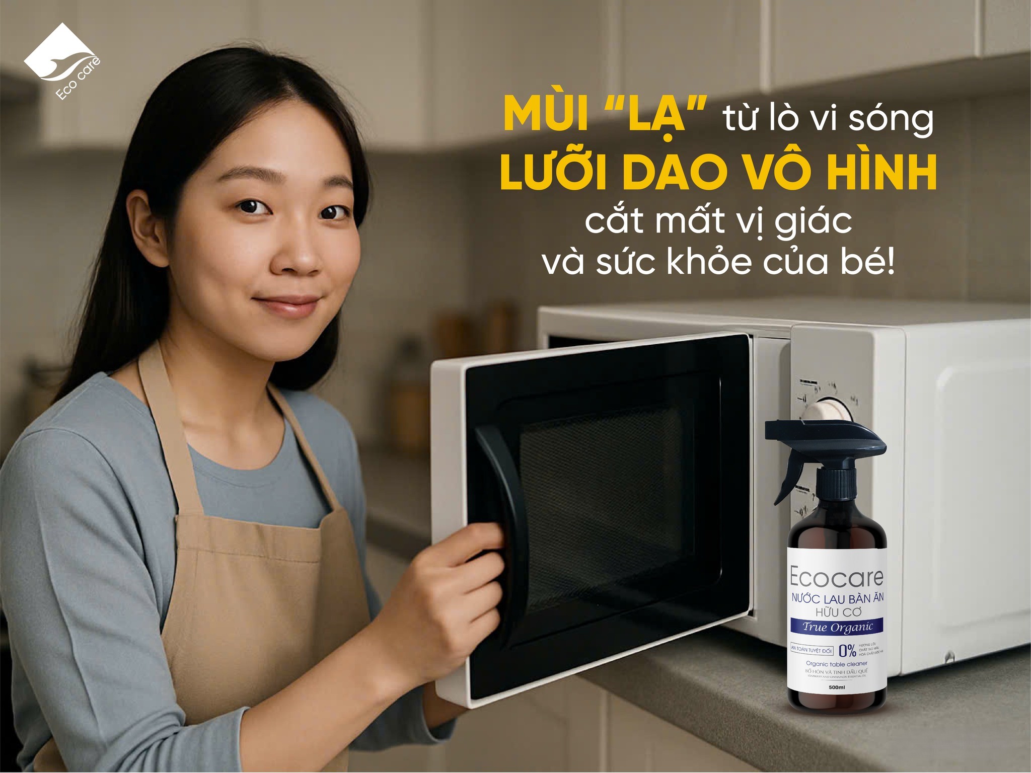 Xịt Lau Bàn Ăn từ Bồ Hòn Hữu Cơ ECOCARE 4000ml - Tặng vỏ chai 500ml