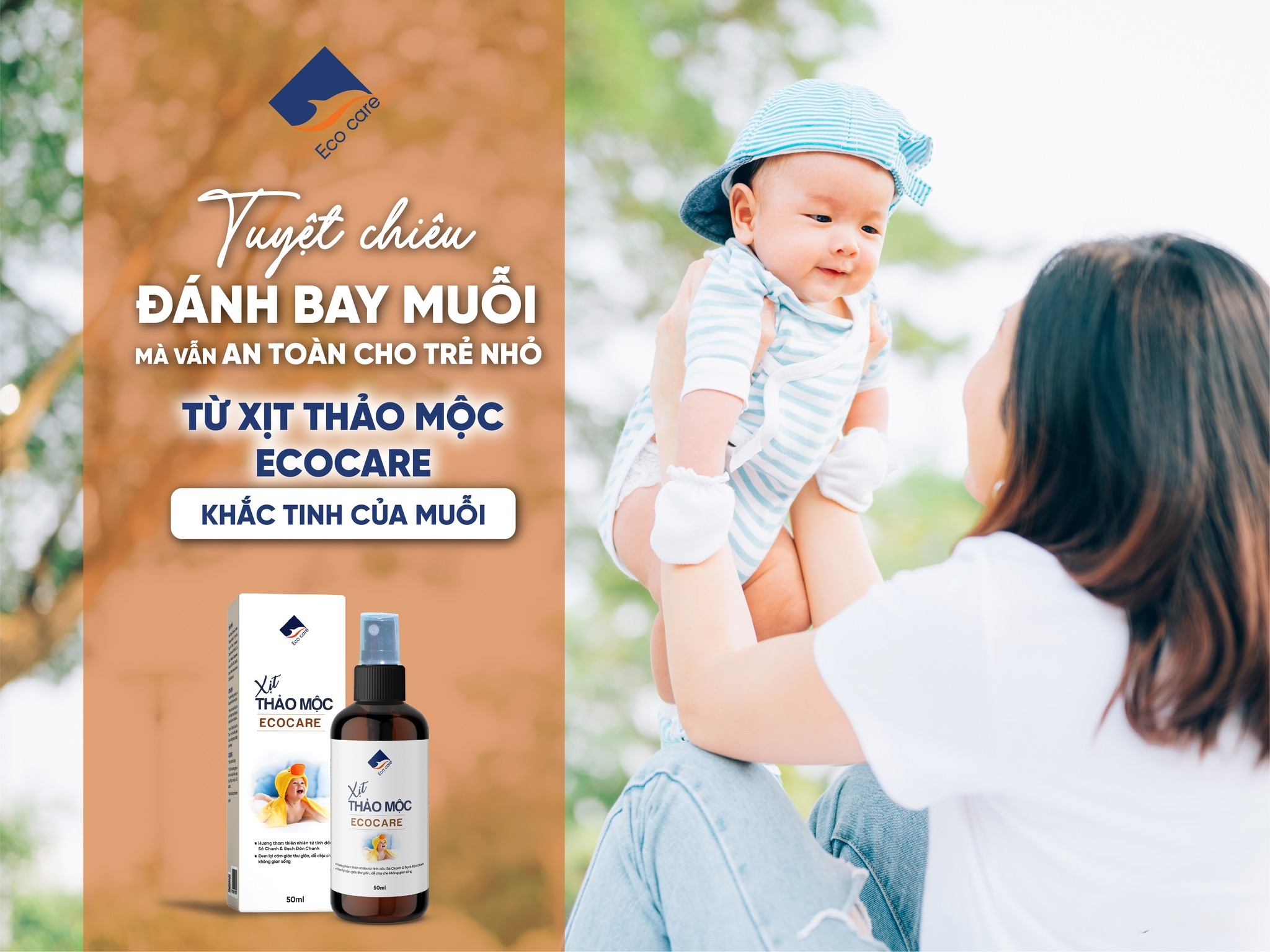 Xịt Thảo Mộc Chống Muỗi Đốt Ecocare (Xịt Body), Ngăn Côn Trùng Cắn 50ml