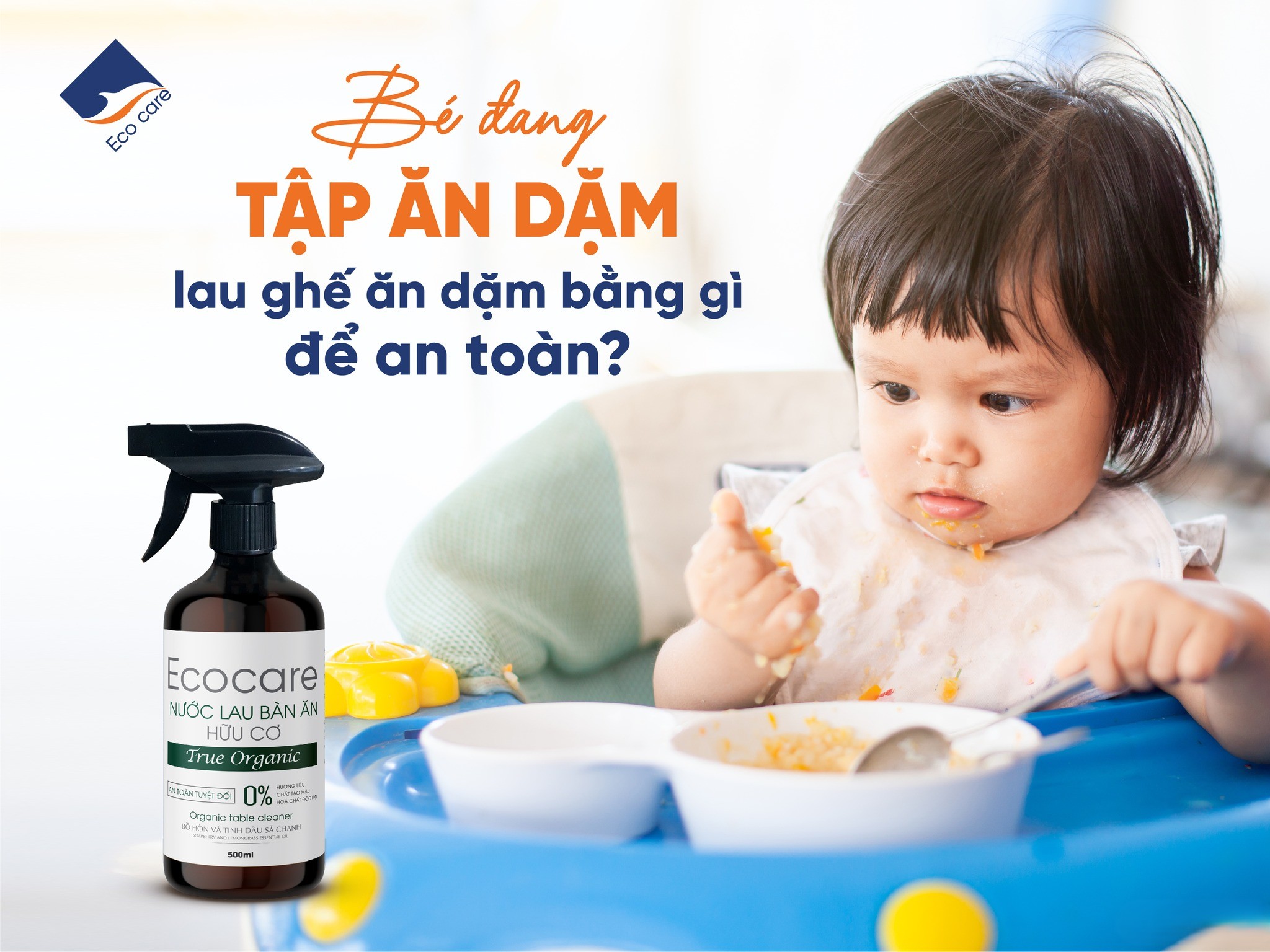 Xịt Lau Bàn Ăn từ Bồ Hòn Hữu Cơ ECOCARE 4000ml - Tặng vỏ chai 500ml
