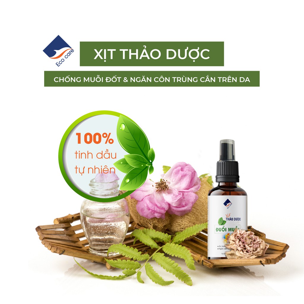 Xịt Thảo Mộc Chống Muỗi Đốt Ecocare (Xịt Body), Ngăn Côn Trùng Cắn 50ml