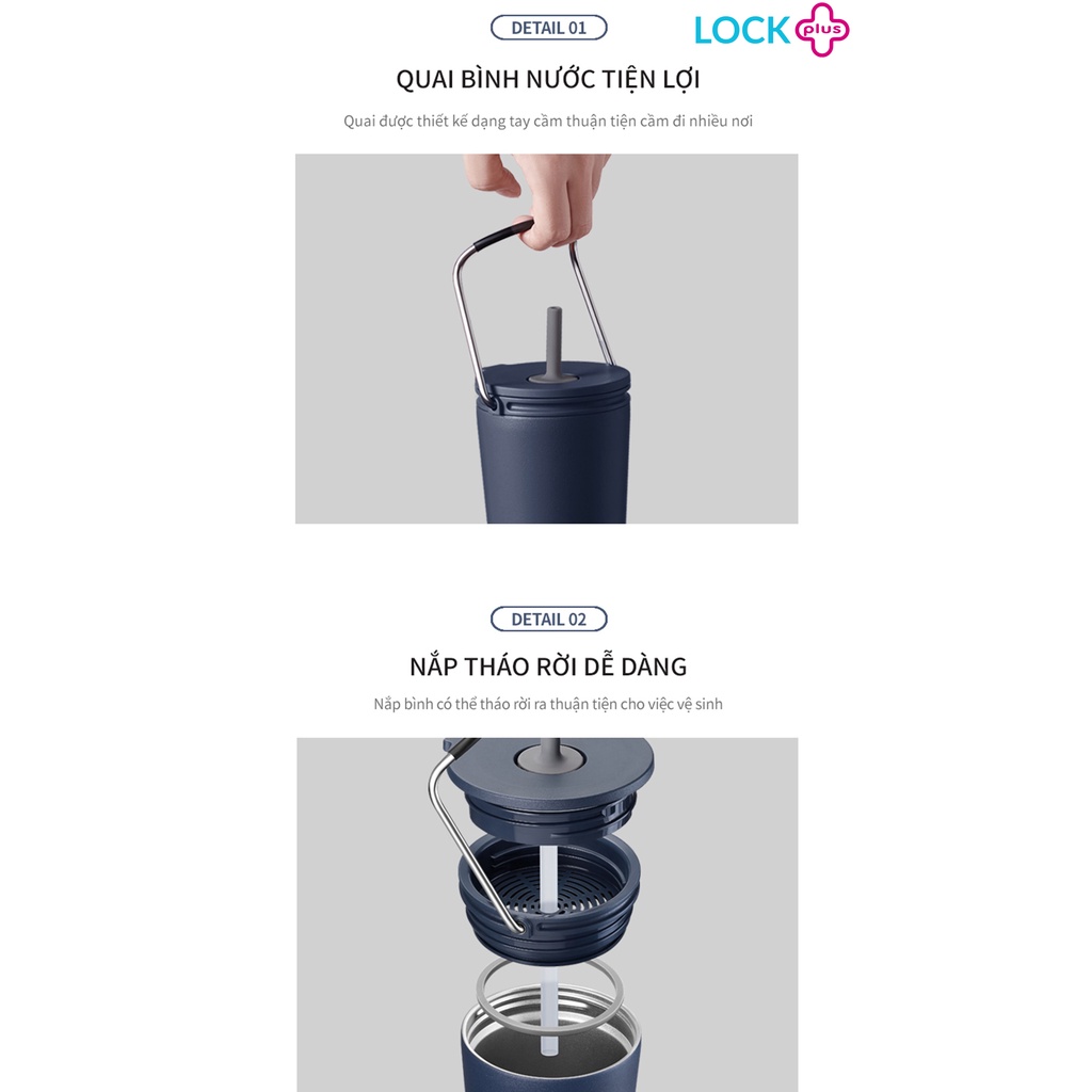 Bình giữ nhiệt có ống hút Lock&Lock Bucket Tumbler with Straw LHC4268 (540ml)