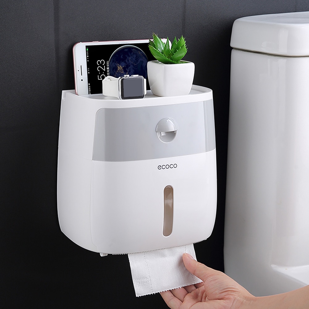 Hộp đựng khăn giấy Ecodeals gắn tường có ngăn kéo tiện lợi
