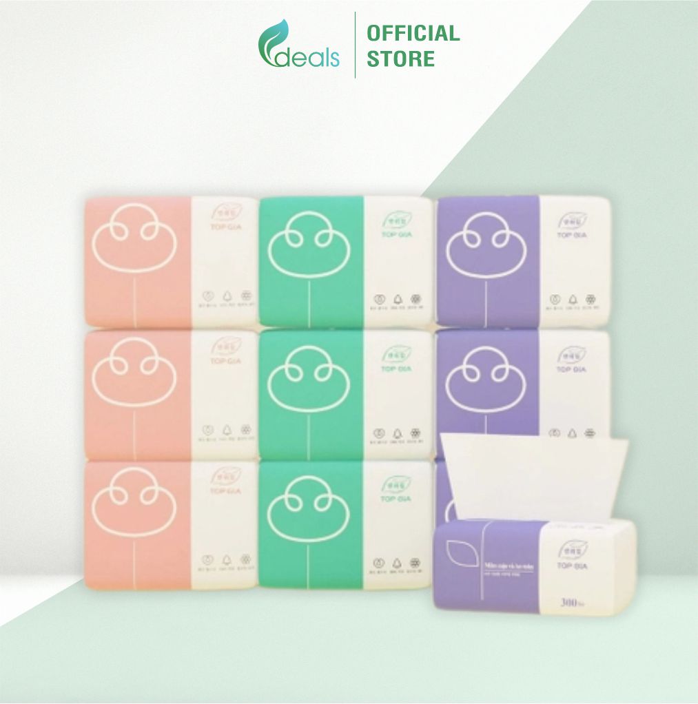 Giấy ăn rút TOPGIA 300 tờ 4 lớp - Loại 3 màu