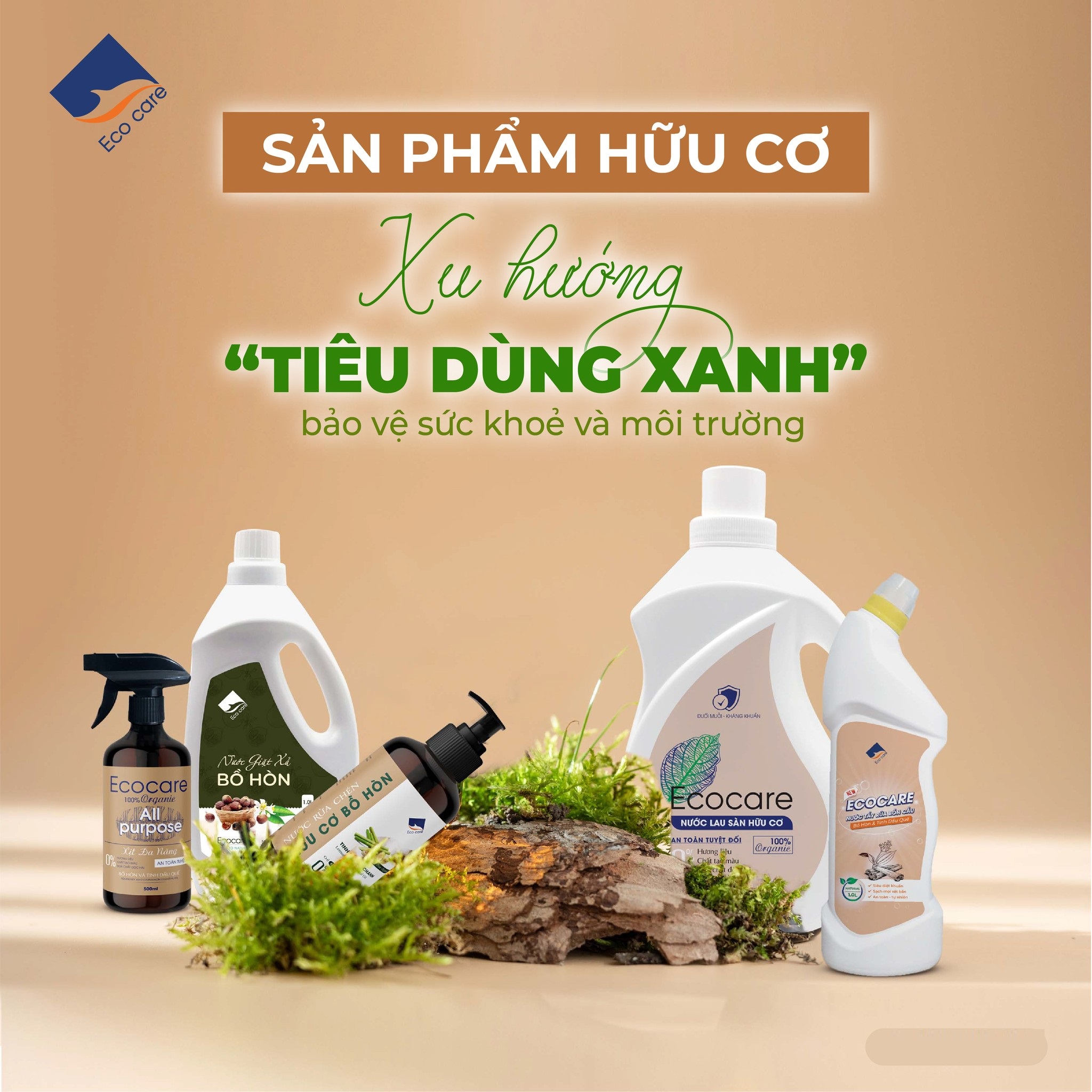 Xịt Chùi Rửa Đa Năng Bồ Hòn Hữu Cơ ECOCARE 4 lít - Tặng vỏ chai 500ml