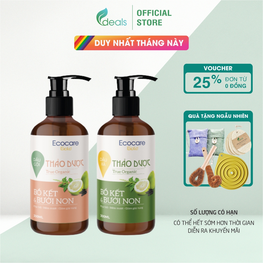 Dầu gội Dầu xả Thảo Dược True Organic Ecocare chăm sóc tóc chuyên sâu