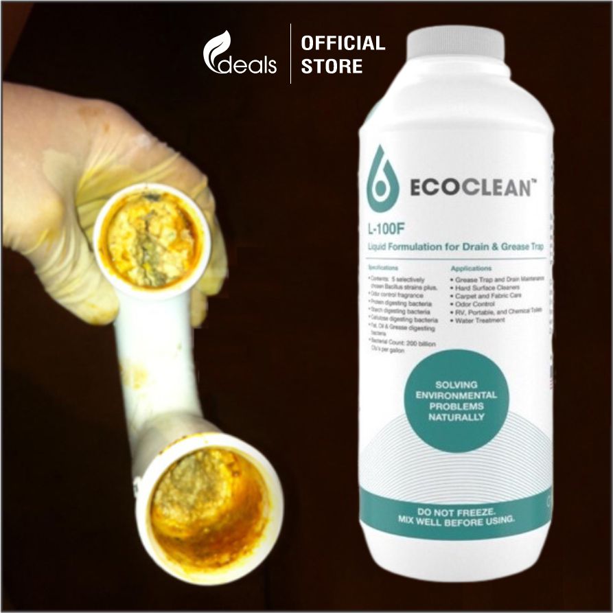 EcoClean FOG (KPT CHEM) - Vi Sinh Ăn Dầu Mỡ, Xử Lý Tắc Nghẽn, Khử mùi Bồn rửa - Chai 1 lít