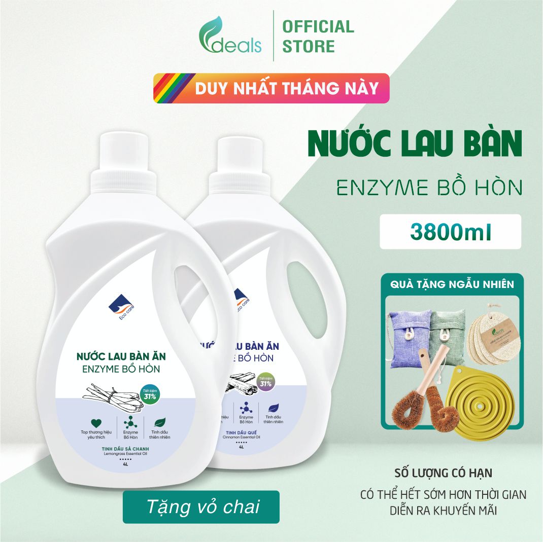 Xịt Lau Bàn Ăn từ Bồ Hòn Hữu Cơ ECOCARE 4000ml - Tặng vỏ chai 500ml