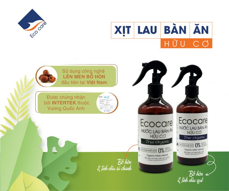 Xịt Lau Bàn Ăn từ Bồ Hòn Hữu Cơ ECOCARE 4000ml - Tặng vỏ chai 500ml