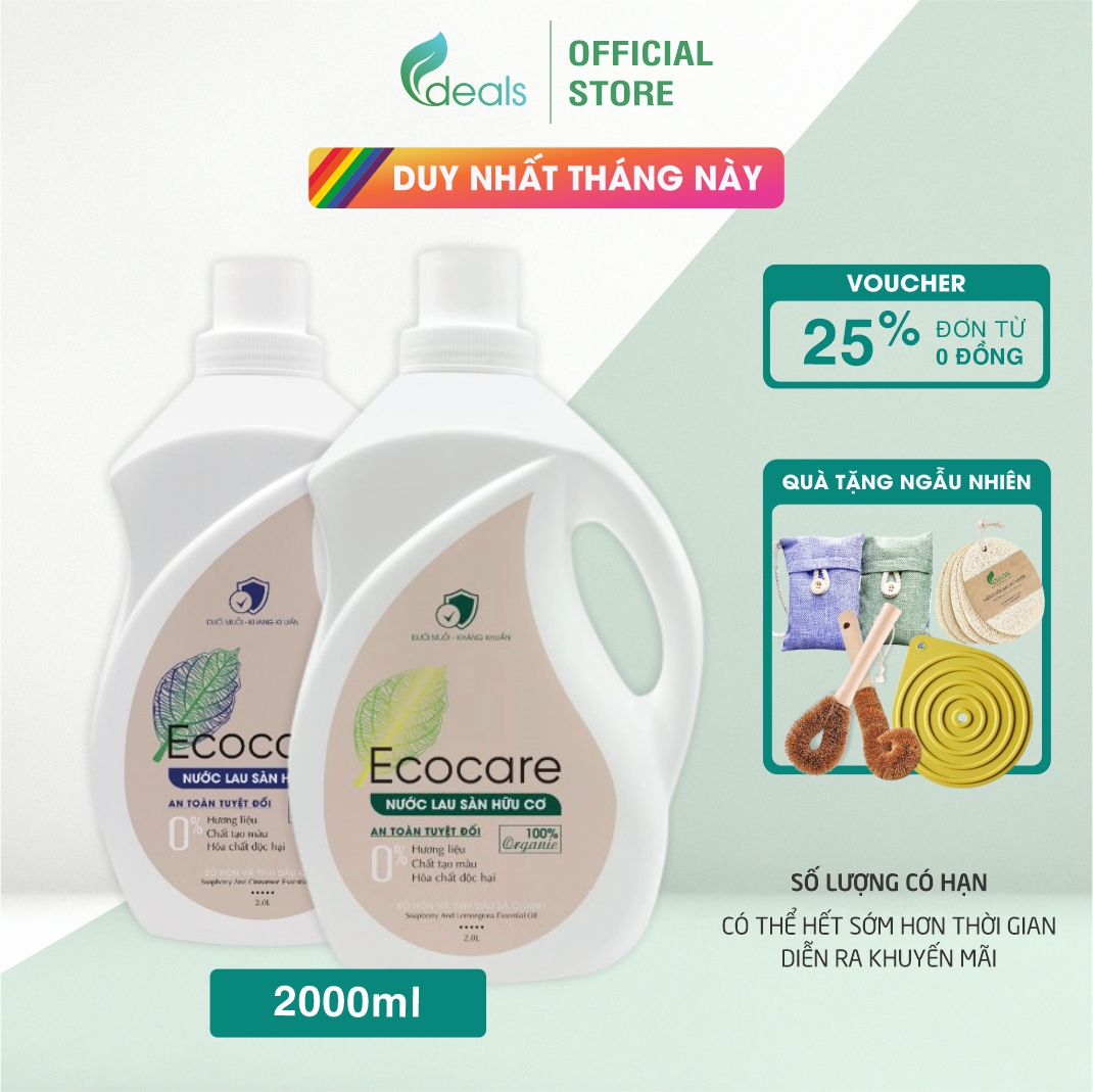 Nước Lau Sàn Bồ Hòn Hữu Cơ Ecocare 2 Lít - Diệt khuẩn, đuổi muỗi, chống trơn trượt