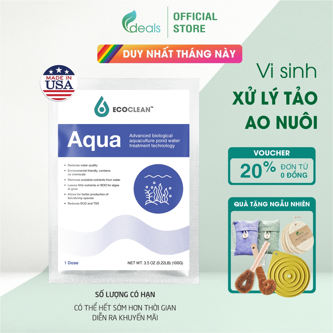 EcoClean Aqua - Men Vi Sinh Xử Lý Nước Ao Nuôi Tôm, Cá - 100g