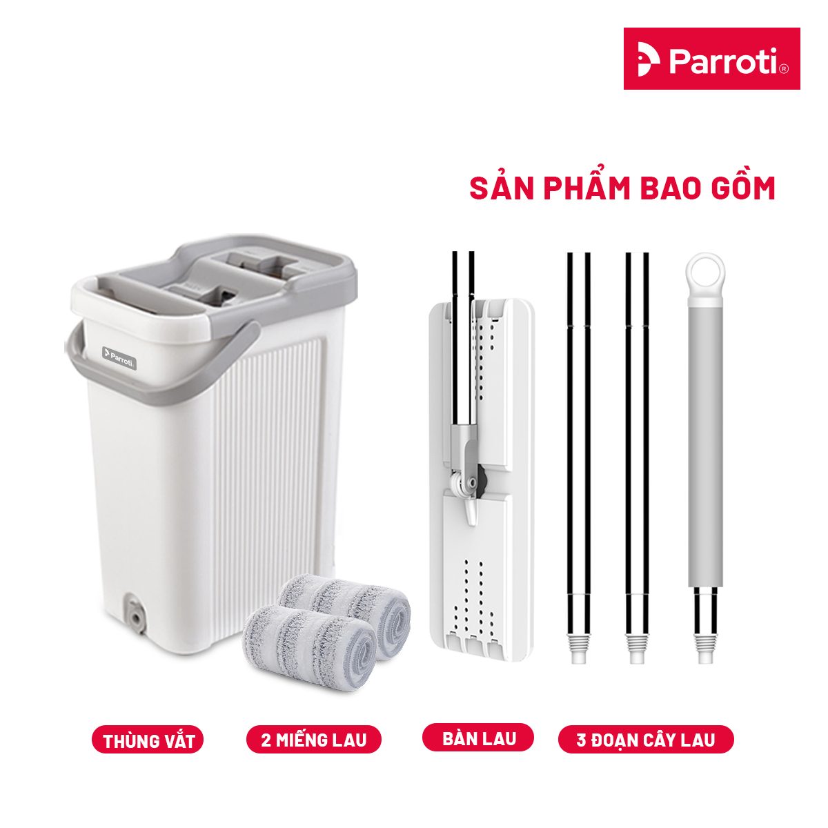 Cây lau nhà tự vắt thông minh, chổi lau nhà 360 độ, lau sạch khô nhanh – Parroti ProMAX PX01