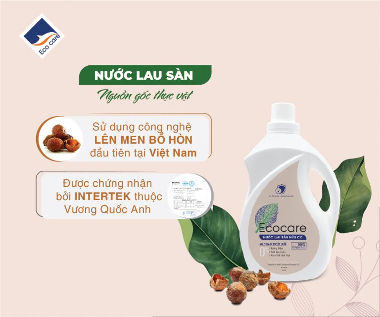 Nước Lau Sàn Bồ Hòn Hữu Cơ Ecocare 1 Lít - Diệt khuẩn, đuổi muỗi, chống trơn trượt