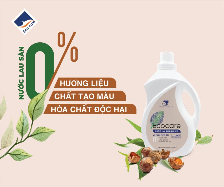 Nước Lau Sàn Bồ Hòn Hữu Cơ Ecocare 1 Lít - Diệt khuẩn, đuổi muỗi, chống trơn trượt