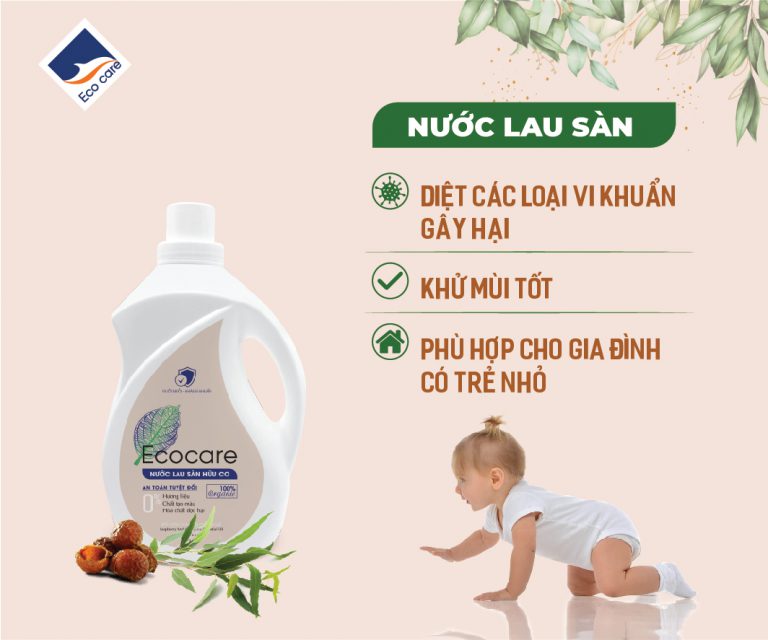 Nước Lau Sàn Bồ Hòn Hữu Cơ Ecocare 1 Lít - Diệt khuẩn, đuổi muỗi, chống trơn trượt