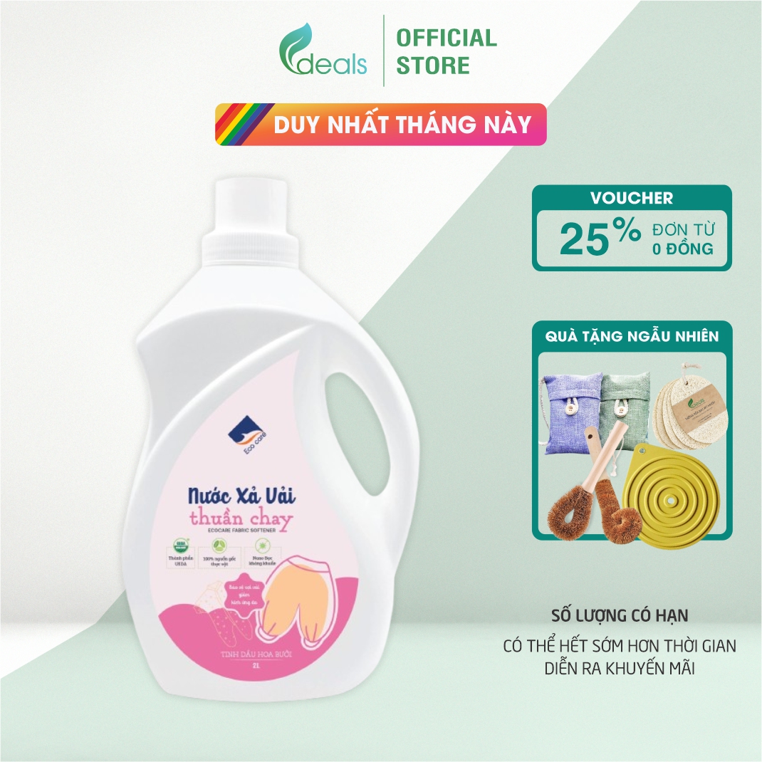 Nước Xả Vải Thuần Chay Hữu Cơ ECOCARE 2L - Hương hoa bưởi, PH cân bằng, an toàn cho trẻ nhỏ