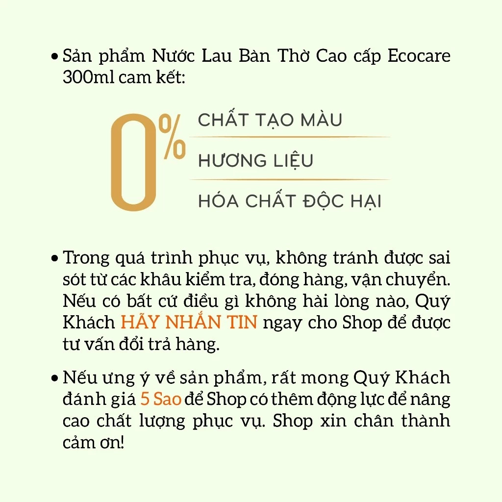 [Premium] Nước lau bàn thờ cao cấp Ecocare 300ml