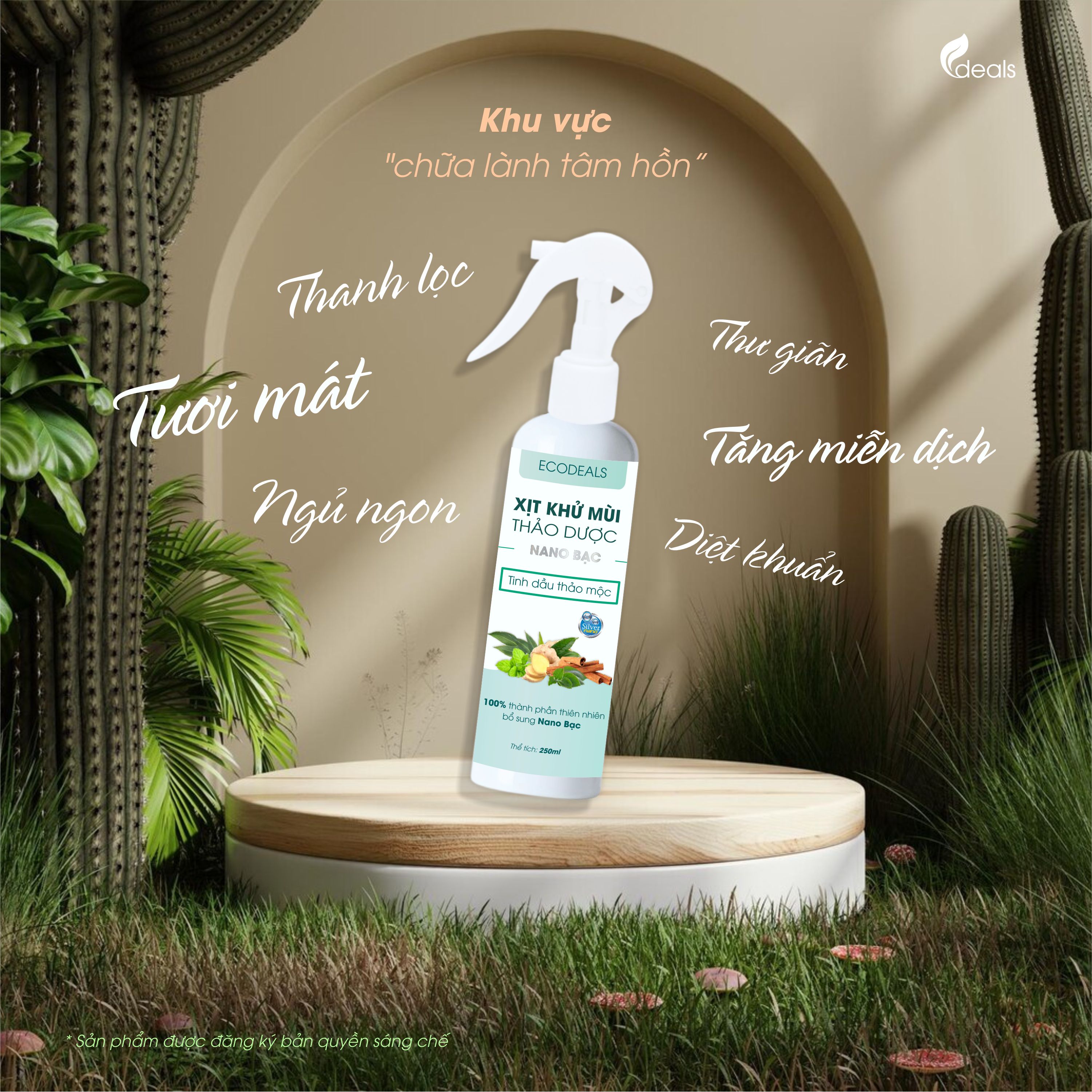 Xịt Khử mùi Kháng khuẩn Nano Bạc ECODEALS - Tinh dầu Thảo mộc