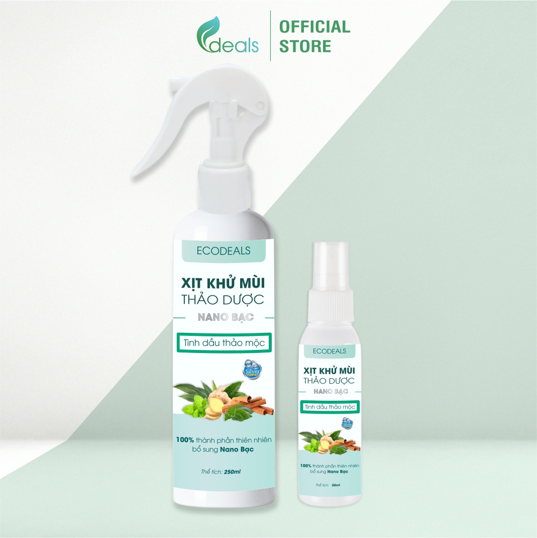 Xịt Khử mùi Kháng khuẩn Nano Bạc ECODEALS - Tinh dầu Thảo mộc
