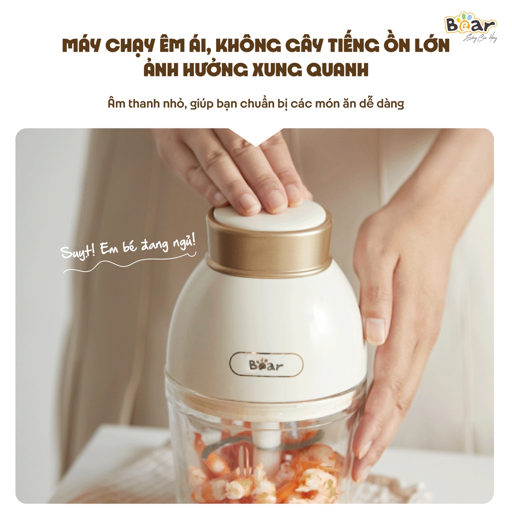 Máy xay ăn dặm 0.6L Bear 600ml - 6 lưỡi dao và cối thủy tinh