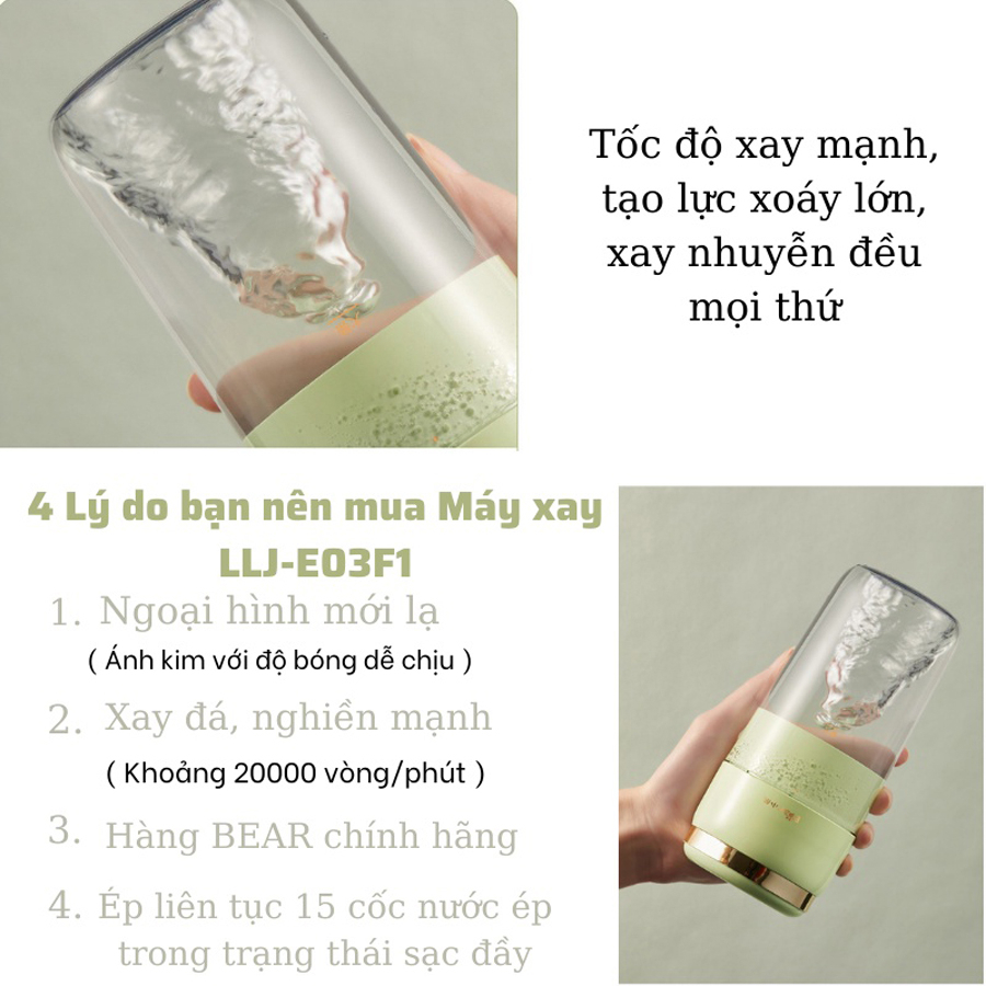 Máy xay sinh tố cầm tay BEAR 6 lưỡi xay được đá - BH 18 tháng