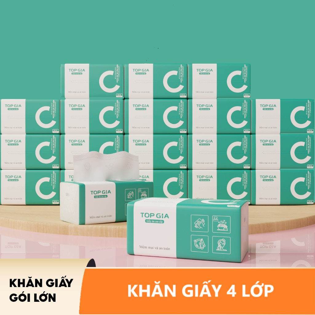 Giấy rút lụa TOPGIA 400 tờ 4 lớp siêu dai - Loại chữ C