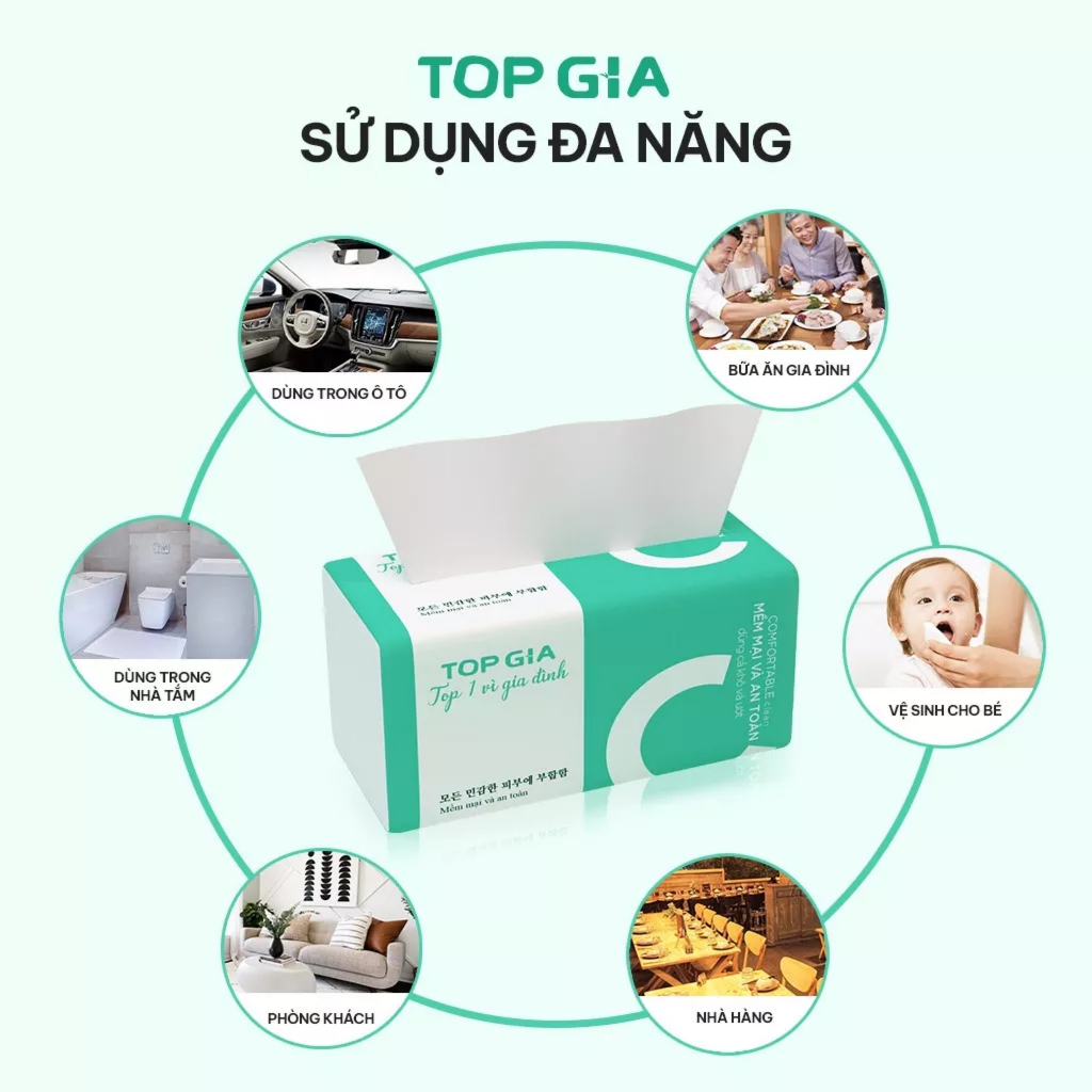 Giấy rút lụa TOPGIA 400 tờ 4 lớp siêu dai - Loại chữ C