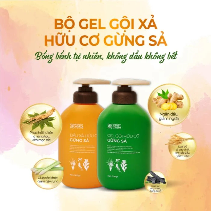 Gel xả hữu cơ Gừng Sả 500g - Cỏ Cây Hoa Lá