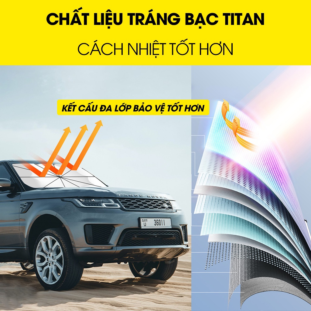 Dù che nắng kính lái xe ô tô - Cách nhiệt, phản quang, giảm nhiệt độ xe