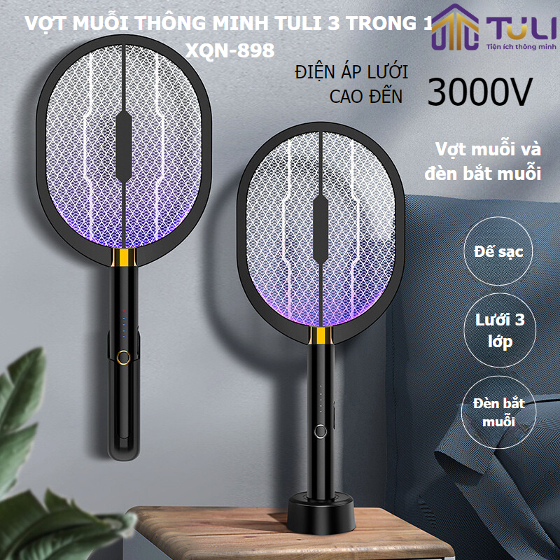Vợt muỗi điện kiêm đèn bắt côn trùng thông minh 2 trong 1
