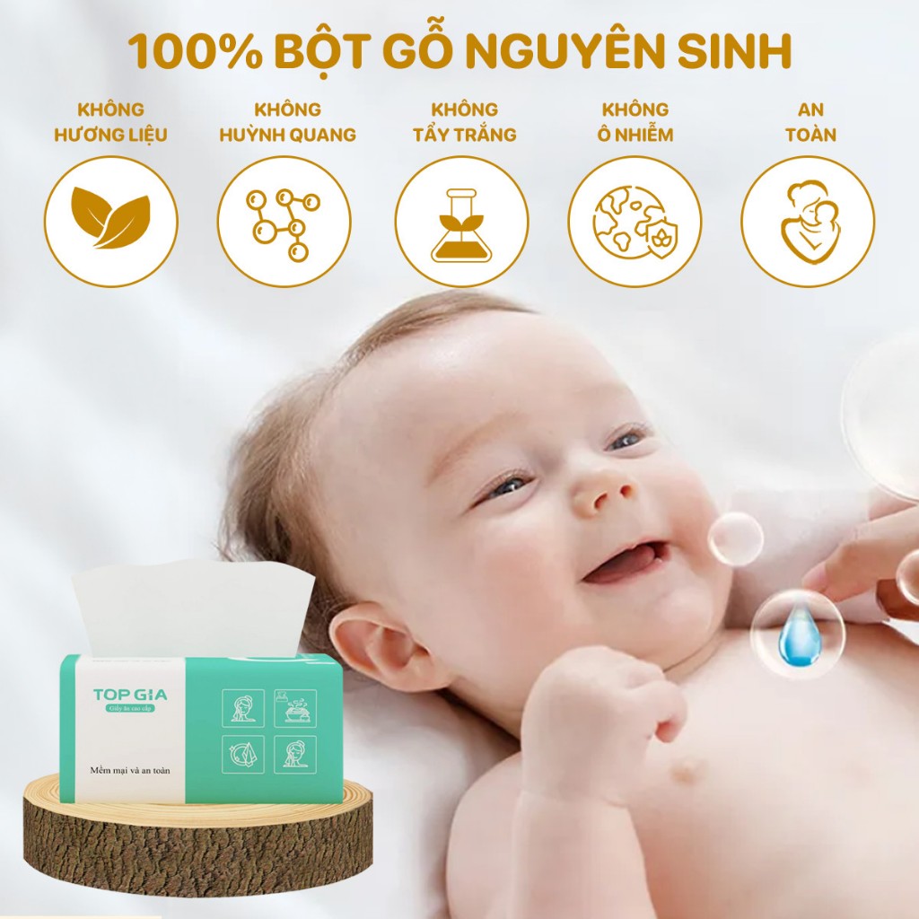 [Bịch 6 gói] Giấy rút lụa chữ C - 400 tờ 4 lớp siêu dai 100% bột gỗ nguyên chất không hương liệu