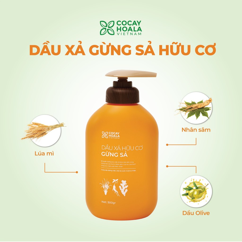 Gel xả hữu cơ Gừng Sả 500g - Cỏ Cây Hoa Lá