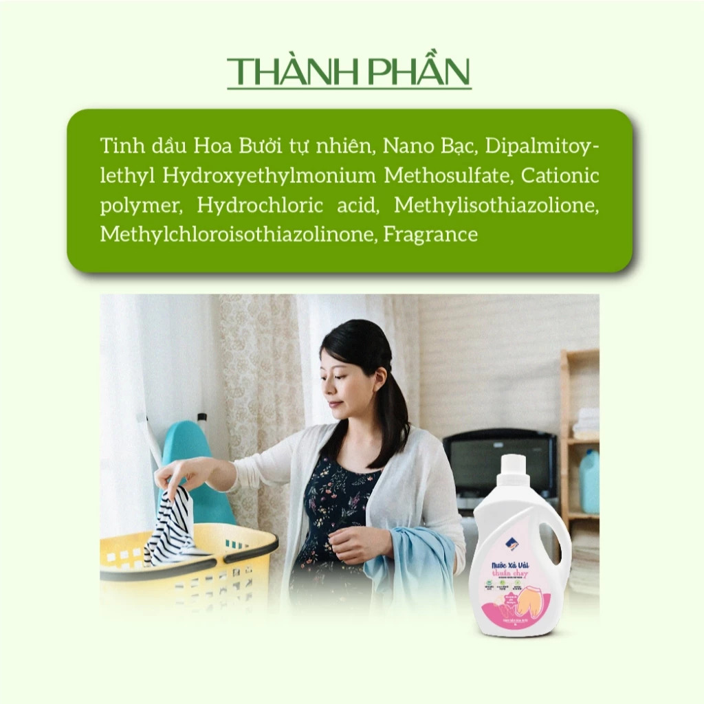 Nước Xả Vải Thuần Chay Hữu Cơ ECOCARE 2L - Hương hoa bưởi, PH cân bằng, an toàn cho trẻ nhỏ