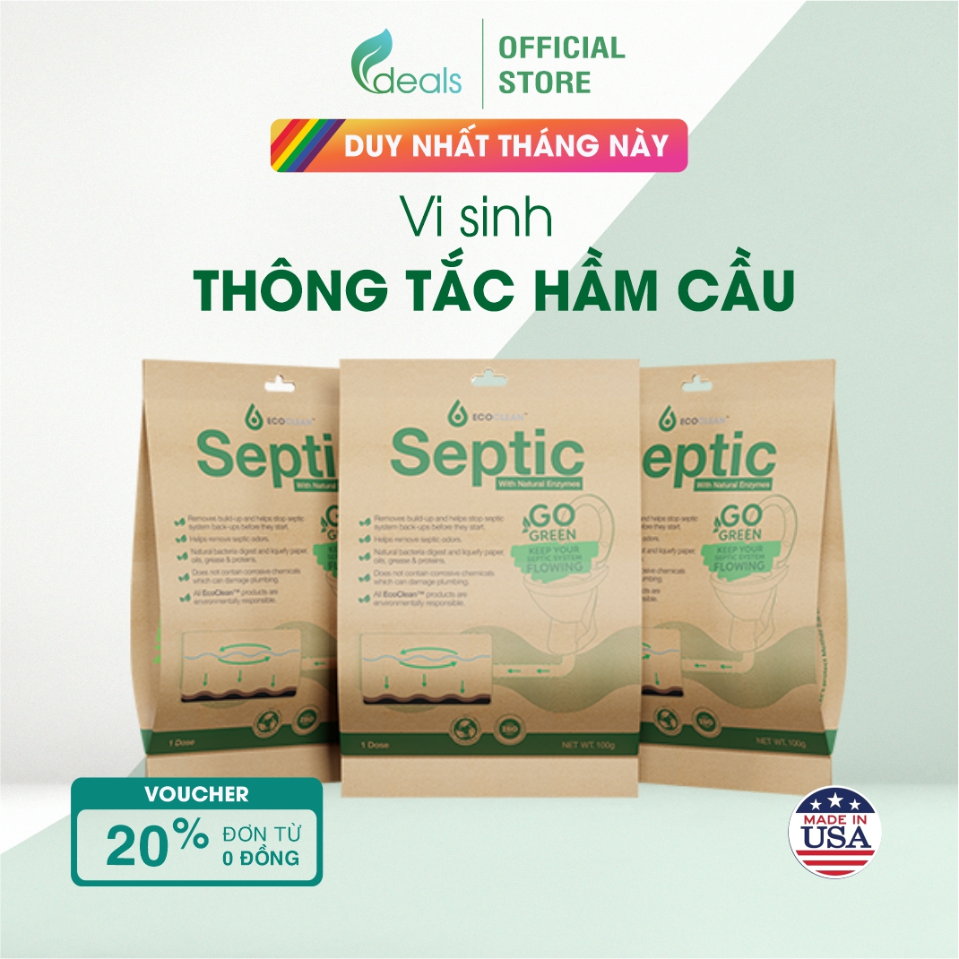 EcoClean SEPTIC - Men Vi Sinh USA Xử Lý Hầm Cầu Bể Phốt - Gói 100g
