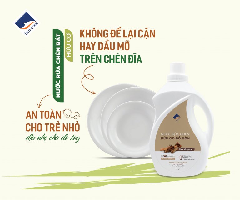 Nước Rửa Chén Bồ Hòn Hữu Cơ ECOCARE 4 Lít - Diệt khuẩn, sạch dầu mỡ, bảo vệ da tay và tiết kiệm nước