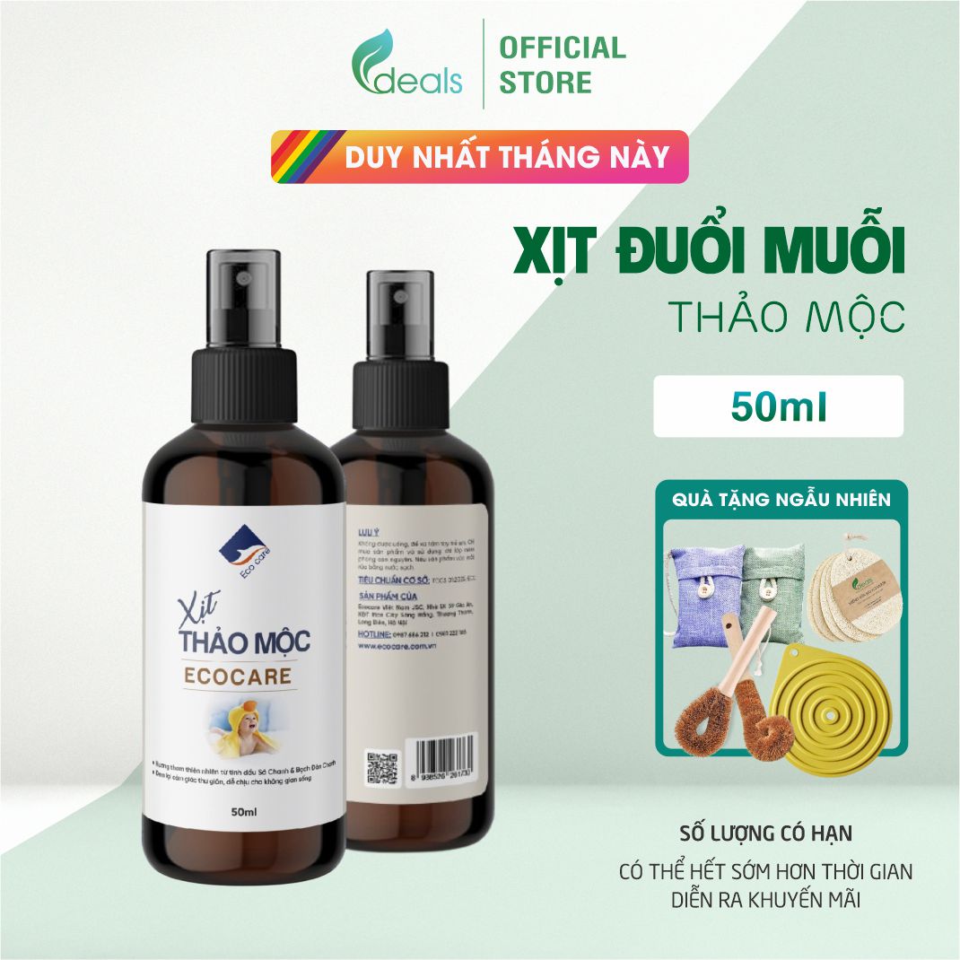 Xịt Thảo Mộc Chống Muỗi Đốt Ecocare (Xịt Body), Ngăn Côn Trùng Cắn 50ml