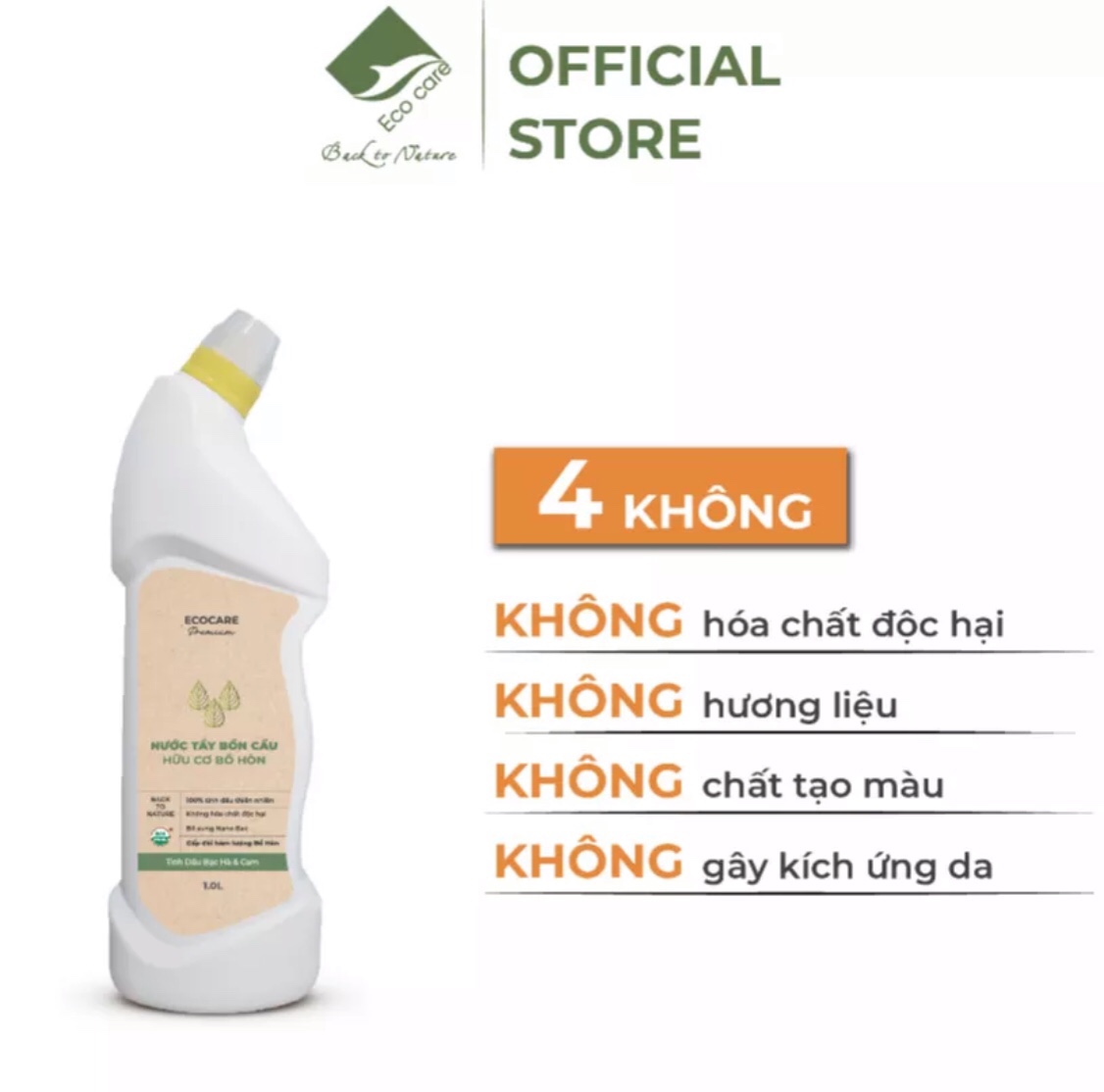 Nước tẩy rửa bồn cầu enzym bồ hòn & Tinh dầu Ecocare - Chai 900ml
