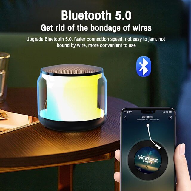 Loa bluetooth mini Music S300 có đèn led đổi màu nhiều style [BH 3 tháng]