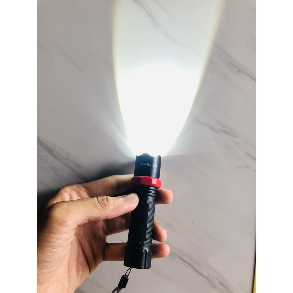 Đèn pin mini police 521 siêu sáng có dây đeo hộp xanh lá [BH 1 tuần]
