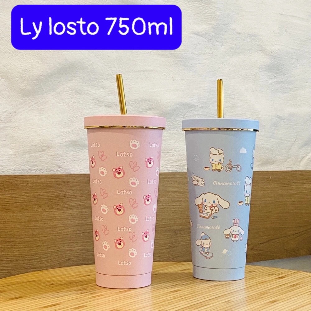 Ly đựng nước giữ nhiệt 750ml kèm ống hút hình thú/ hình gấu losto siêu cute {hình về ngẫu nhiên tùy lô} [BH: NONE]