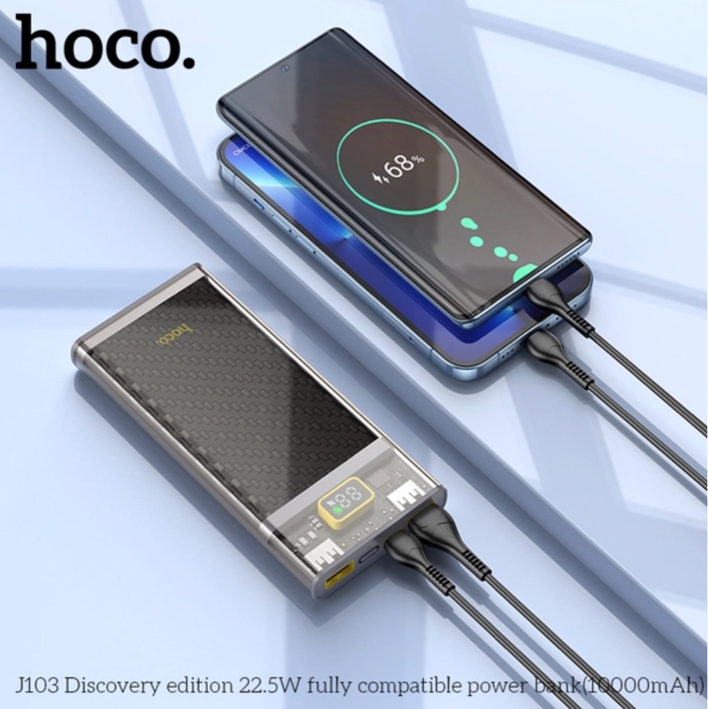 Pin sạc nhanh 22.5w HOCO J103 10.000mAh trong suốt lộ mạch dự phòng PD20w QC3.0 chính hãng [BH 1 Năm]