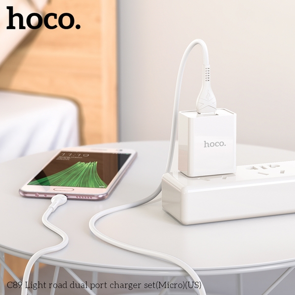 Bộ sạc nhanh HOCO C89 (cáp usb ra iphone Lightning) 2 cổng usb chính hãng [BH 1 năm]