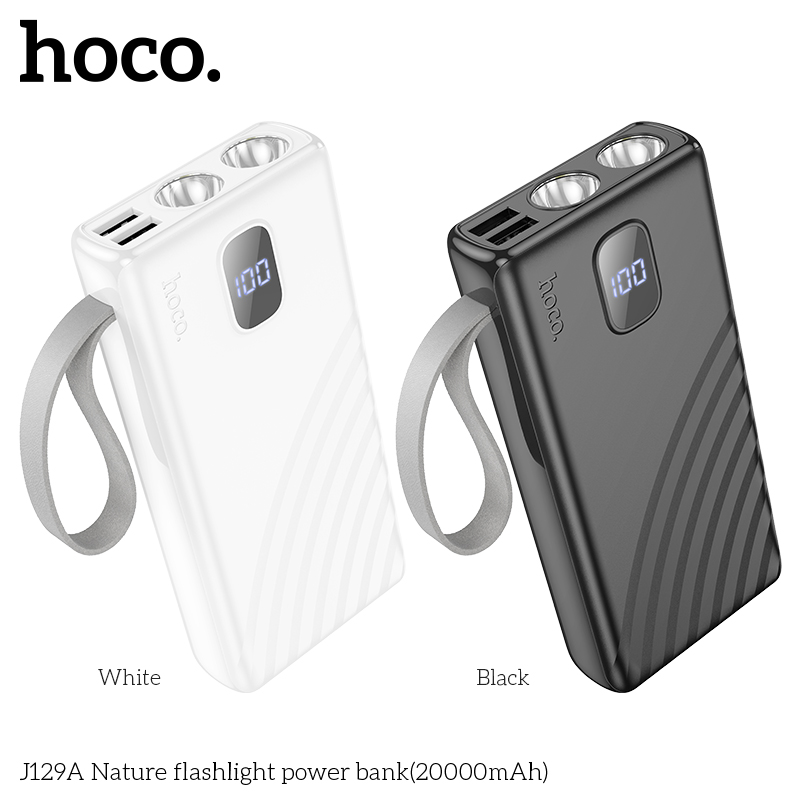 Pin sạc dự phòng 20.000mAh Hoco J129A có màn hình hiển thị % pin kèm đèn pin chính hãng [BH: 1 NĂM]